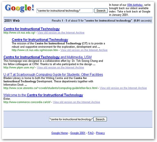 CIT on Google circa 2001