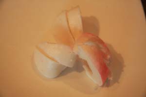 カスタード味の桃饅頭