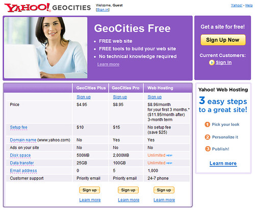 Yahoo Geocities queda cancelado desde Octubre del 2009