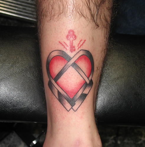 tattoo from the painting. two U-locks in the shape of a heart