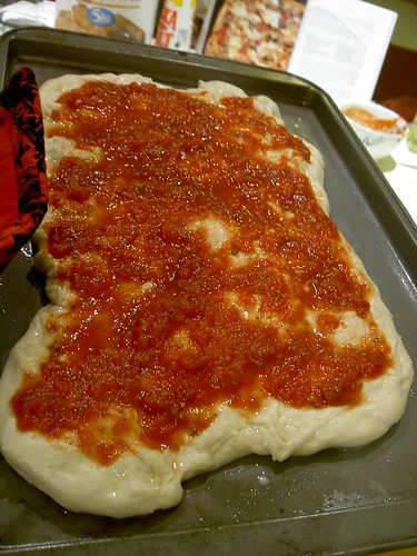 The base and tomato before it went in the oven