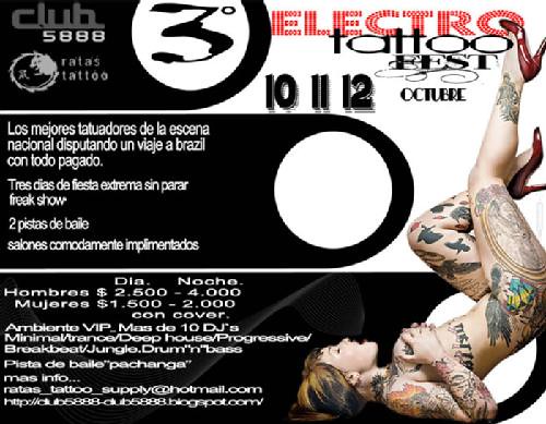 Tercer Electro Tattoo Fest Cuándo? 10,11,12 de Octubre