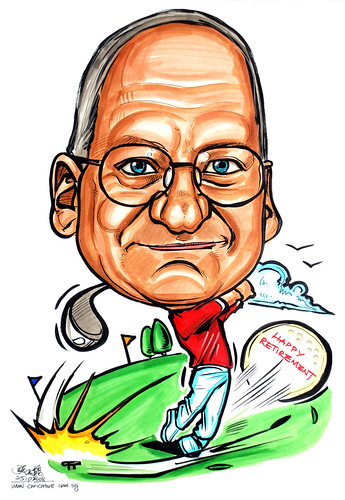 Golfer caricature for AP Chartering