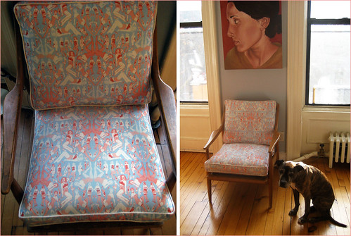 Spoonflower reupholstered chair