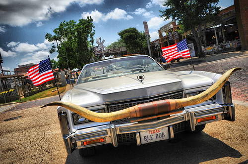 Billy Bob Honky Tonk Longhorns American Flags Cadillac Historic Stockyards