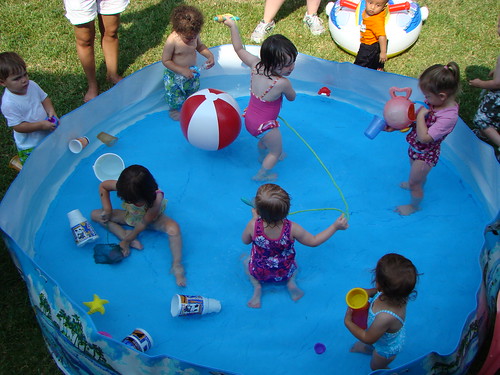 Bunch of kids in a pool