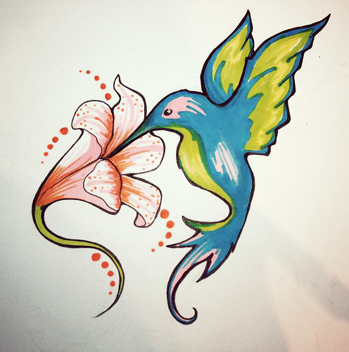 Hummingbird Tattoo Flash