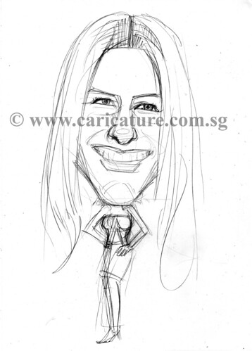 Celebrity caricatures - Aniston Jennifer pencil sketch watermark