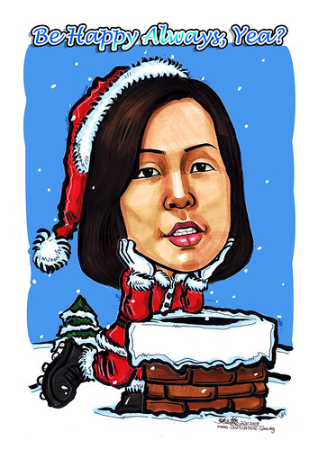 Caricature dreamy Christmas Santa Claus edited A4