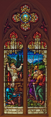 Saint George Roman Catholic Church, in New Baden, Illinois, USA - stained glass window of Melchisidec