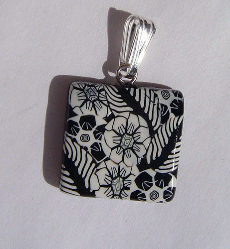Black and White Floral Pendant