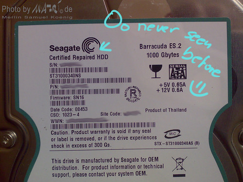 Seagate ES 1TB Label