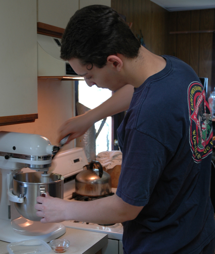 Alex baking for soldiers