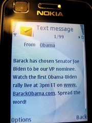 Obama Text Message Announcing Biden as his VP