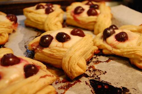 cherry cheese croissants cooling