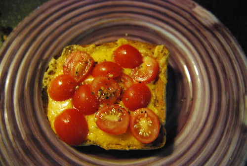 Cheese toast with garden tomatoes