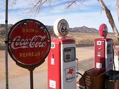 Drink Coca-Cola Refresh!  Old gas pumps and fa...
