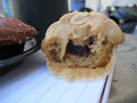 Peanut butter and jelly cupcake from Oinkster