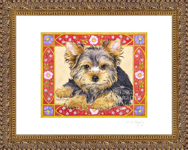 "Yorkie Puppy" AER91 by A E Ruffing Yorkshire Terrier Art Print