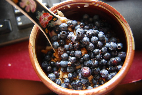 Yogurt, granola and blueberries
