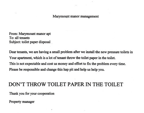 DON'T THROW TOILET PAPER IN THE TOILET