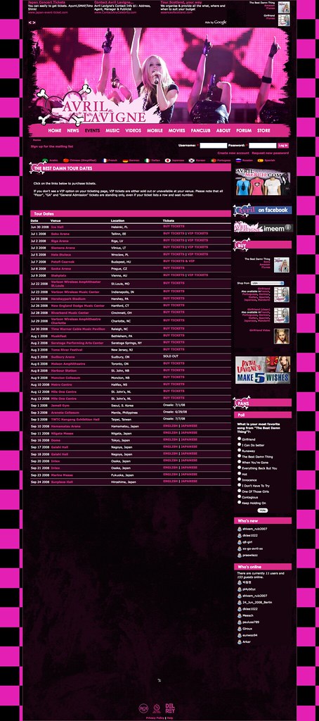 The Best Damn Tour Dates | Avril Lavigne
