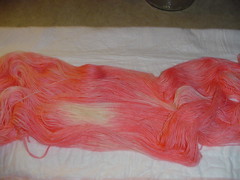my kool aid sundyed yarn unripe watermelon 1