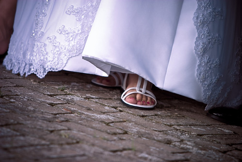 bridal feet with sandals