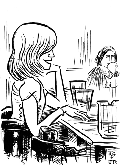 Cartoon Girl And Boy Talking. talking-girl
