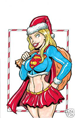 Supergirl as sexy Santa drawn by Nick Powell