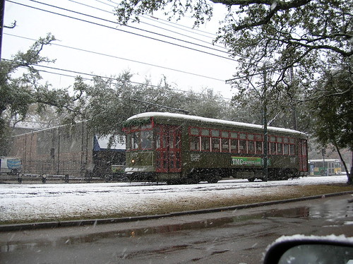 St Charles Streetcar in the snow