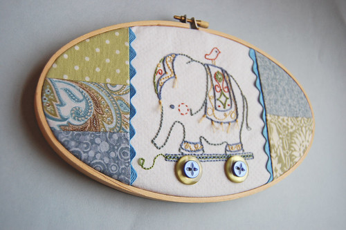 embroidered elephant pull toy 