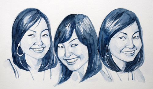Portraits of a lady in watercolour - progress 2