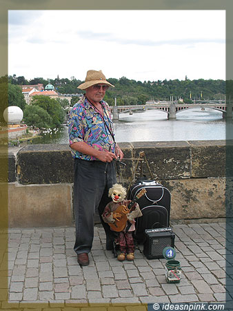 Street puppet player in Prague
