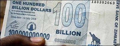 Zimbabwe one hundred billion dollar bill