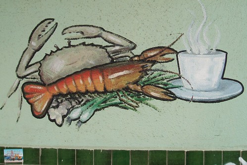 Lobster and Crab Enjoy a Cup of Coffee