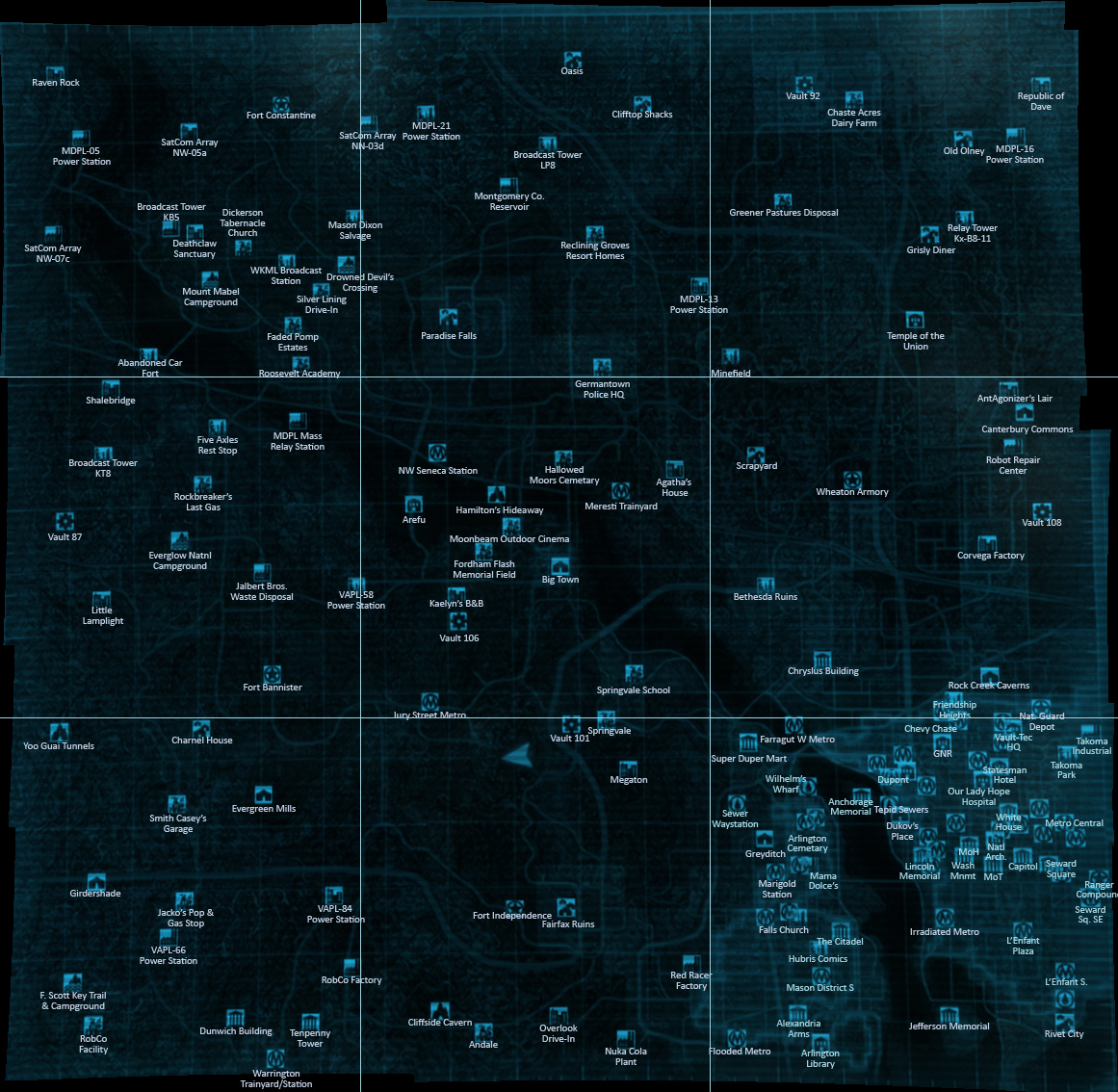 Fallout 3 Capital Wasteland SE Map Map for Xbox 360 by jekoln - GameFAQs