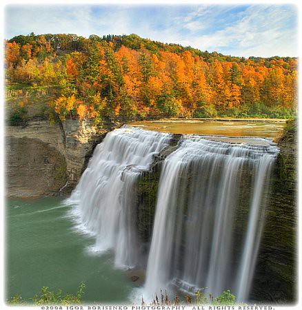 Autumn Silky Waterfall Paradise HDR Letchworth State Park NY
