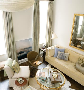 Small spaces: Elegant neutral living room, featured in Domino,house, interior, interior design