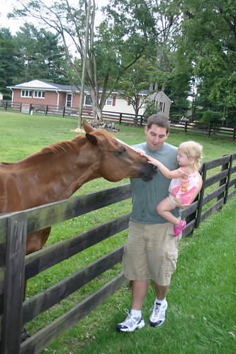 Petting the horse at Opa's house