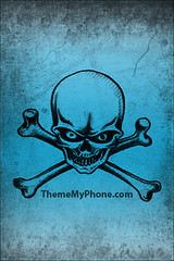iPhone Wallpaper with Light Blue Skull