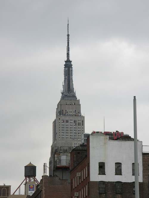the top of the Empire State Building in overcast weather, Manhattan, NYC
