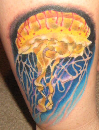 tattoos of jellyfish. jellyfish tattoo by Dozoara
