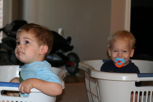 Playing in the Laundry Baskets