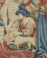 Detail from a Tapestry depicting scenes of a Boar and Bear Hunt, Museum no. T 204 1957.