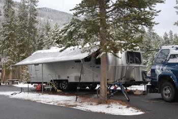 Airstream snow and over weighted awning