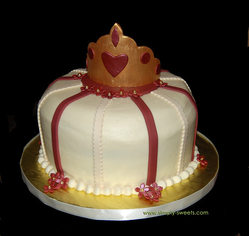 Maroon and Gold Princess Bridal Shower cake