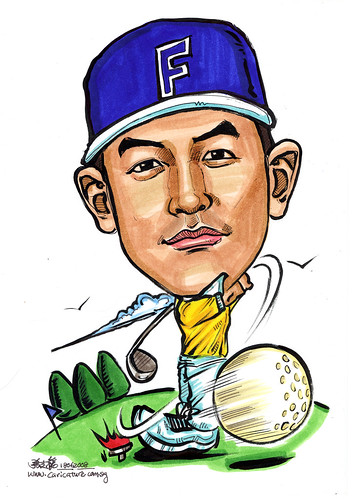 Caricature Singapore Navy golfer