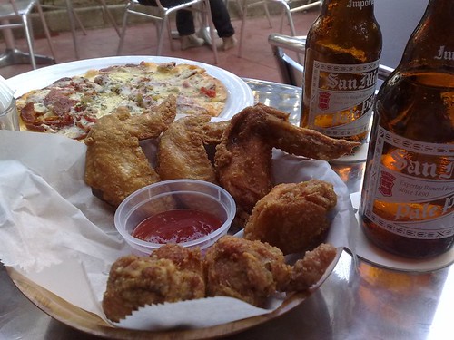 Here's an updated photo of Ice Cold Beer's wings and Number 5 pizza given 