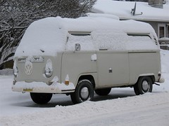VW Bus covered in Snow in Anchorage, Alaska